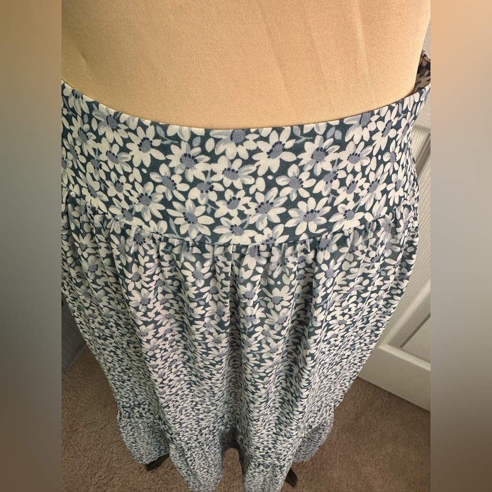 Madewell Floral Maxi Skirt in Blue and White - Picture 2 of 5